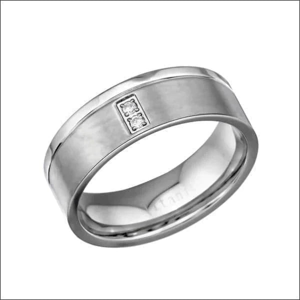 Ring Met 2 Zirkonia Steentjes Titanium Zirkonia 8mm alles dames heren Met_steen Ring met steen ringen ringmaat_22 rond titanium transparant uniseks unisex Volwassenen Vriendschapsring zilverkleurig zirkonia
