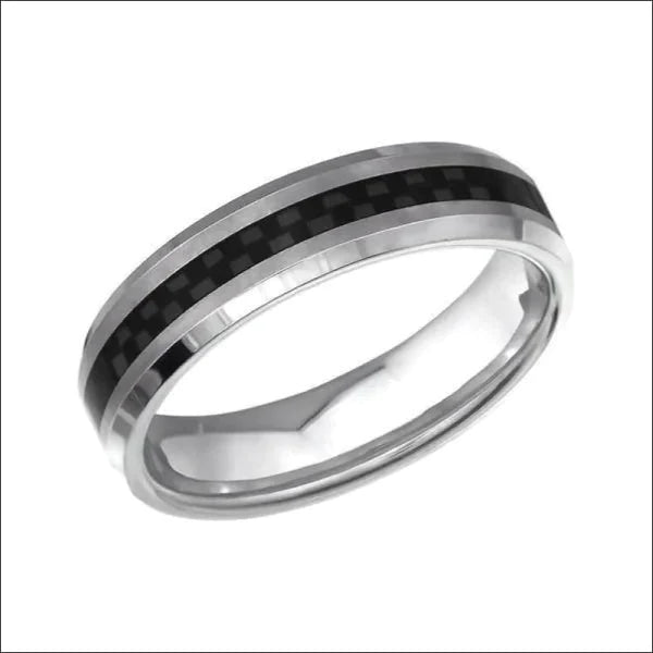 Ring Met Zwarte Streep Carbon Fiber Titanium Zwart alles dames Geen hanger heren Kleur_Zwart ringen ringmaat_20 rond Statement ring titanium Volwassenen Vriendschapsring zilverkleurig zwart