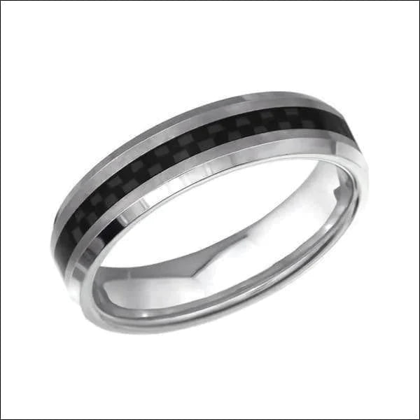 Ring Met Zwarte Streep Carbon Fiber Titanium Zwart alles dames Geen hanger heren Kleur_Zwart niet geupdated ringen ringmaat_19 rond Statement ring titanium Volwassenen Vriendschapsring zilverkleurig zwart