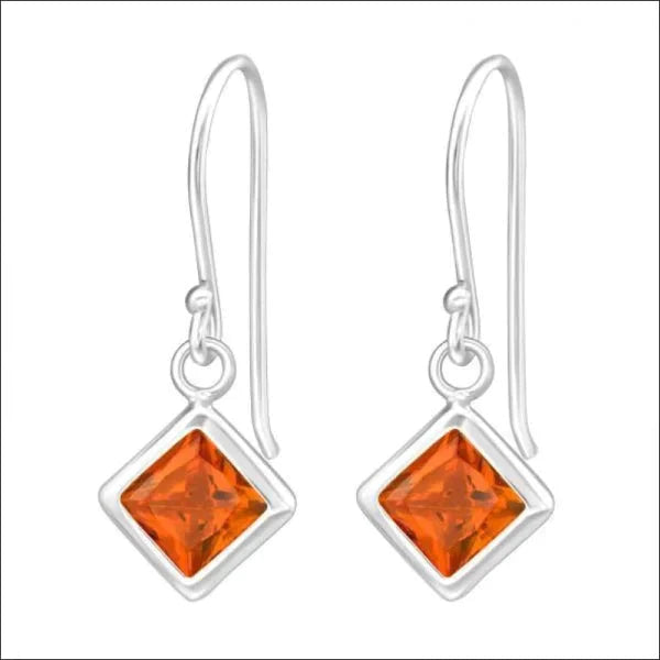 Oorhangers Vierkant Kinderen Zirkonia Oranje 20mm 8720157039754 alles Aramat Jewels dames elf925 Geen hanger kinderen Met_steen oorbellen oorhangers oranje plastick silver vierkant zilver zirkonia