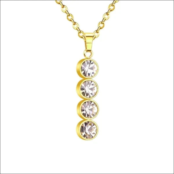 Dames Ketting Met Hanger Bar 4 Zirkonia Steentjes Staal 35mm 45cm 8720157038412 alles anker Aramat Jewels chirurgisch staal dames Geen_Parel goudkleurig halskettingen ket698 Ketting met hanger met hanger Met_hanger Met_steen Minimalistische ketting nakijken PVD rond Schakelketting Staal tekst transparant uniseks unisex Volwassenen zirkonia