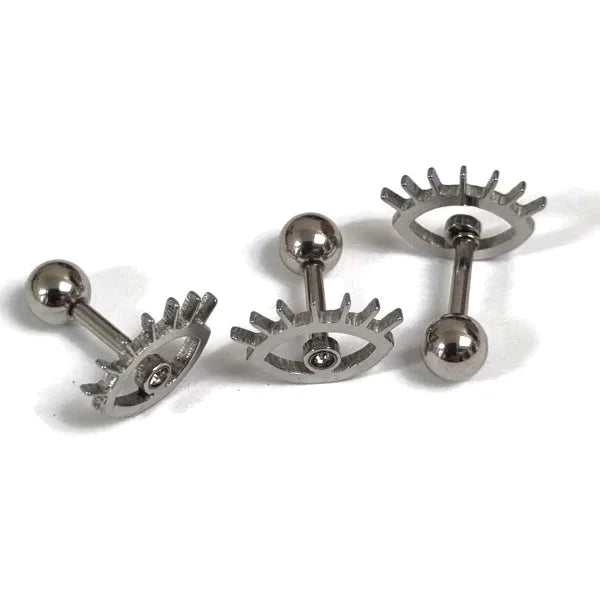 Helixpiercing Oog Transparant Zilver Kleur 1.2mm 6mm alles Barbell chirurgisch staal dames fantasie Helix helixpiercings jin Met_steen nakijken Oor piercing Piercings PVD Staal Stud tekst transparant Volwassenen zilverkleurig zirkonia