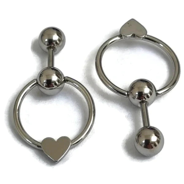 Helixpiercing Cirkel Met Hartje Zilver Kleur 1.2mm 6mm alles Barbell chirurgisch staal dames hart Helix helixpiercings jin nakijken Oor piercing Piercings PVD rond Staal Stud tekst transparant Volwassenen zilverkleurig