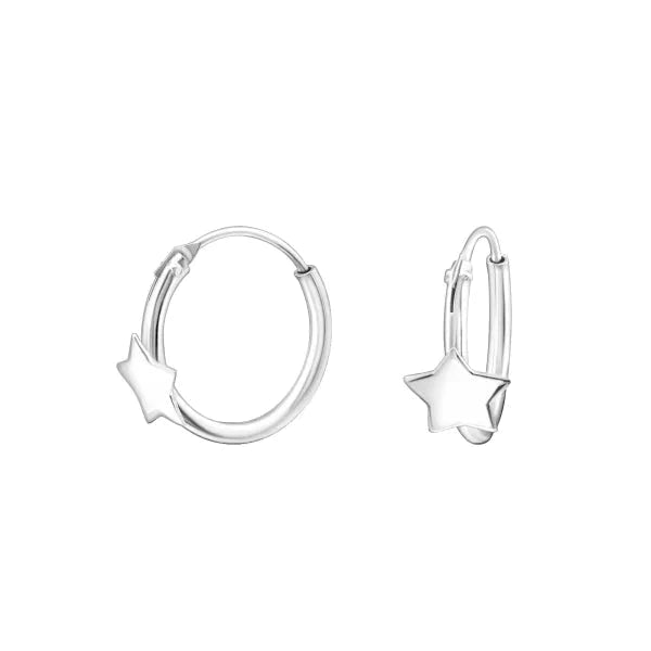 Zilveren Dunne Kinderoorringetjes Ster 12mm 925 Zilver 1.2mm 12mm alles elf925 Geen oormodel Geen_Parel kinderen nakijken oorbellen Oorringen oorringetjes plastick rond silver Soort sieraad_Oorringen ster Sterretje zilver Zonder_hanger Zonder_steen