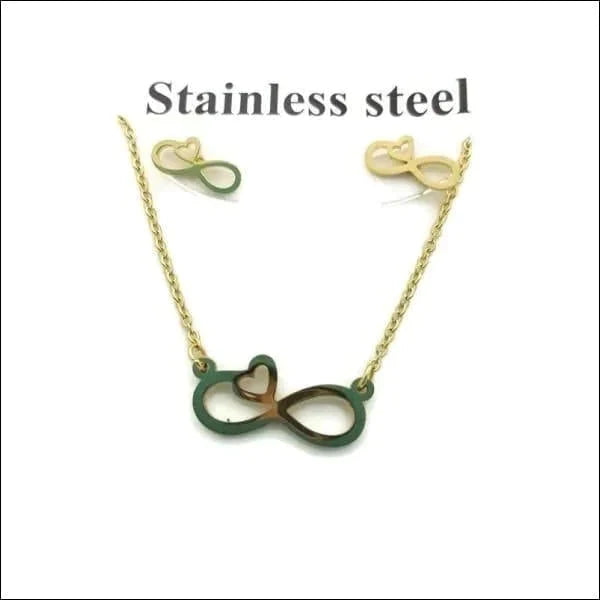 Oorbellen Met Ketting Infinity Goudkleur Dames 50cm 8720157006886 alles Aramat Jewels chirurgisch staal dames Fantasiehanger Geen_steen goudkleurig hart infinity Ketting(en) met oorbel(len) Met_hanger PVD set17 sieradensets Staal Volwassenen