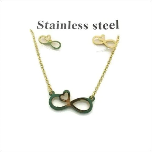 Oorbellen Met Ketting Infinity Goudkleur Dames 50cm 8720157006886 alles Aramat Jewels chirurgisch staal dames Fantasiehanger Geen_steen goudkleurig hart infinity Ketting(en) met oorbel(len) Met_hanger PVD set17 sieradensets Staal Volwassenen