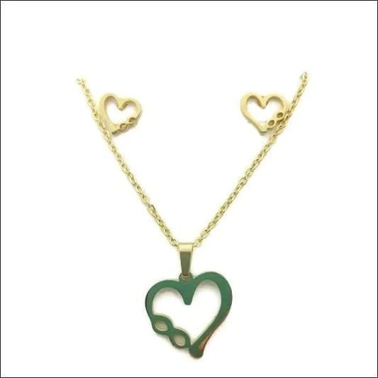 Sieradenset oorbellen en ketting hartje 45cm 8720157006862 9mm alles Aramat Jewels chirurgisch staal dames Geen_steen goudkleurig hart infinity Ketting(en) met oorbel(len) Met_hanger nakijken PVD set16 sieradensets Staal Volwassenen