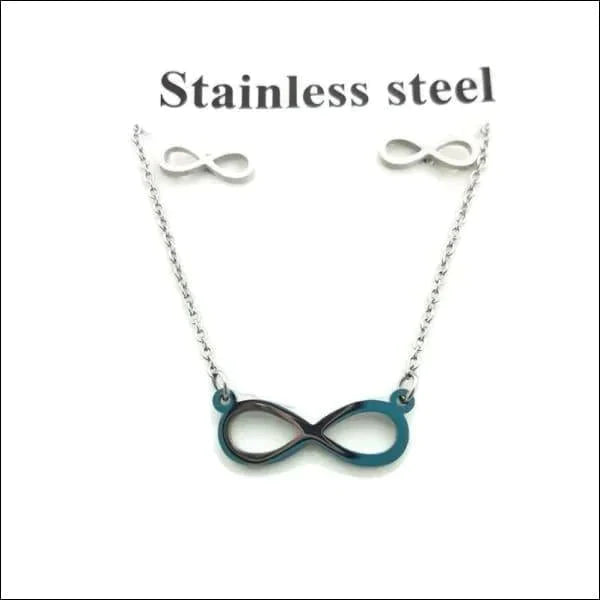 Sieradenset Oorbellen En Ketting Infinity Staal Dames 48cm 48cm 8720157006923 alles Aramat Jewels chirurgisch staal dames fantasie Fantasiehanger Geen_steen infinity Ketting(en) met oorbel(len) Met_hanger nakijken PVD set15 sieradensets Staal Volwassenen zilverkleurig