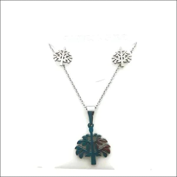 Sieradenset Oorbellen En Ketting Levensboom Sieradenset 45cm 8720157006947 alles Aramat Jewels chirurgisch staal dames fantasie Fantasiehanger Geen_steen Ketting(en) met oorbel(len) levensboom Met_hanger nakijken PVD set13 sieradensets Staal Volwassenen zilverkleurig