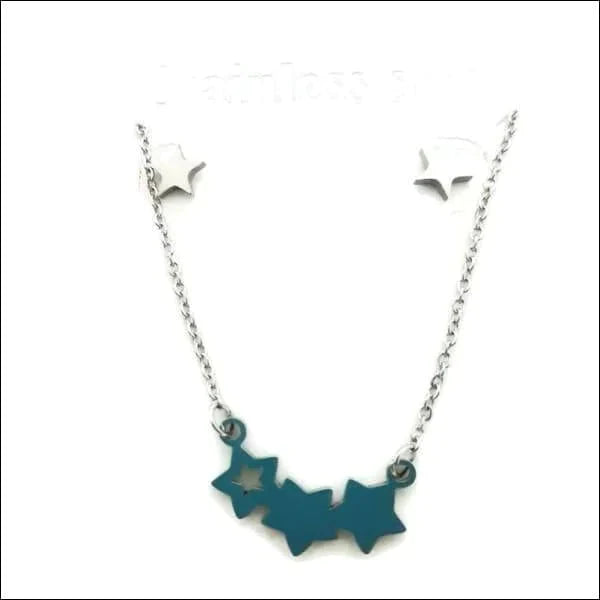 Sieradenset Oorbellen En Ketting Sterren Staal Dames 47cm 47cm 8720157006961 alles Aramat Jewels chirurgisch staal dames Geen_steen Ketting(en) met oorbel(len) Met_hanger nakijken PVD set5 sieradensets Staal ster Sterretje Volwassenen zilverkleurig
