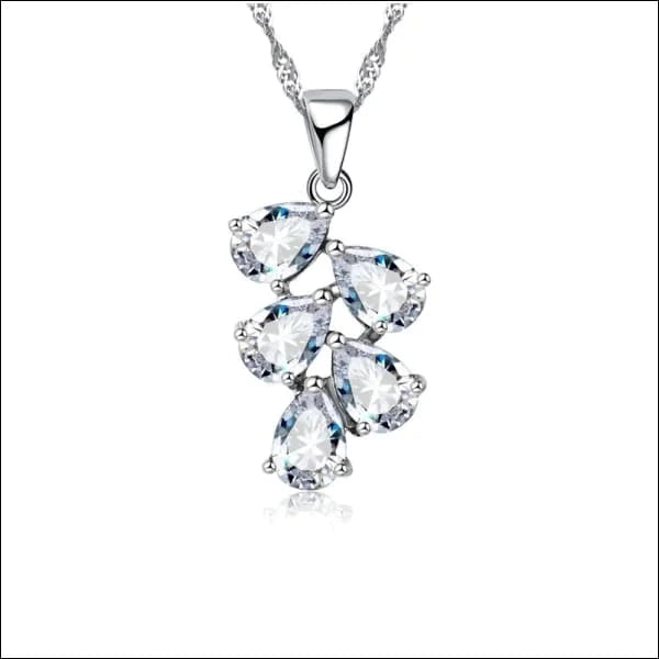 Zilveren Dames Halsketting Met Druppels 45cm Transparant 45cm alles blauw dames Donker Blauw donker_blauw druppel factory-outlet Geen_Parel Halskettingen Ketting met hanger Meerdere kleuren Met_hanger Met_ketting Met_steen Multi kleur multikleurig rood Schakelketting silver Singapore Statement ketting transparant Volwassenen zilver zirkonia zwart