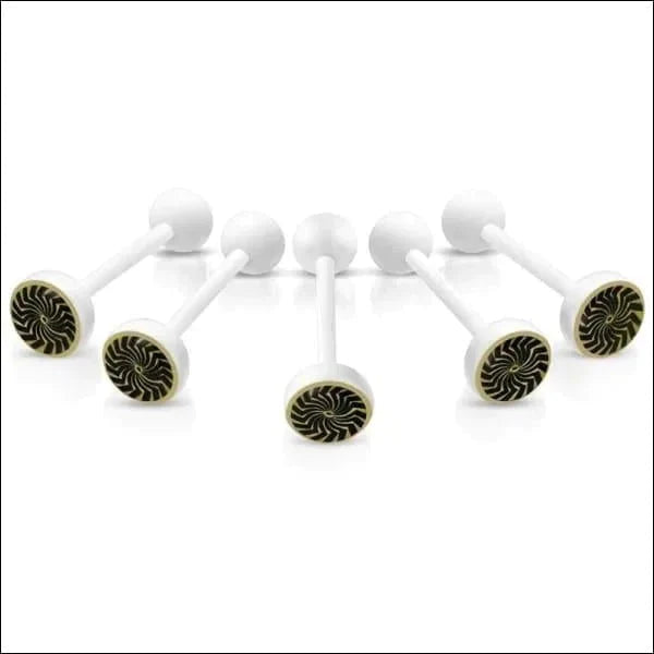 Witte Tongpiercing met logo Spiraal 1.6mm 16mm 8mm alles Aramat Jewels Barbell bioplast dames Geen hanger Geen_steen heren Meerdere Varianten piercing Piercings Tong Tongpiercings uniseks Volwassenen wit