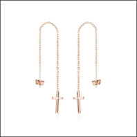 Doortrek Oorbellen Kruisje Chirurgisch Staal Rosékleurig 10cm 8720157032045 alles Aramat Jewels chirurgisch staal dames doortrekoorbellen Geen edelsteen Geen oormodel Geen steen goudkleurig kruis Meerdere kleuren met ketting Met_ketting Nieuw oor4219 oorbellen PVD rosékleurig smjell Soort sieraad_Oorbellen Staal Volwassenen zilverkleurig zonder steen Zonder_steen zweerknopjes