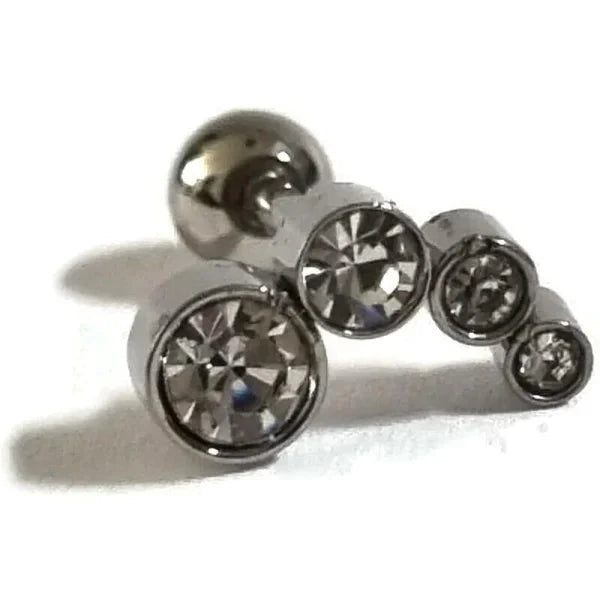 Helixpiercing Tragus Piercing Met 4 Steentjes Transparant 1.2mm 10mm 6mm alles Barbell chirurgisch staal dames Helix helixpiercings heren jin links Oor piercing Piercings PVD Staal traguspiercings transparant Volwassenen zilverkleurig zirkonia