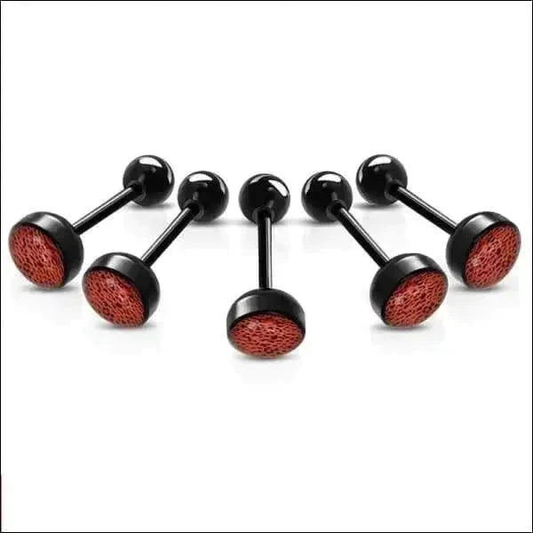 Bioplast Tongpiercing Zwart - Dierenhuid Spots-Rood 1.6mm 16mm 6mm 8720157018261 acryl alles Aramat Jewels Barbell bioplast dier Meerdere Varianten PVD Staal Tong tong226-inb492 Tongpiercings Volwassenen zwart