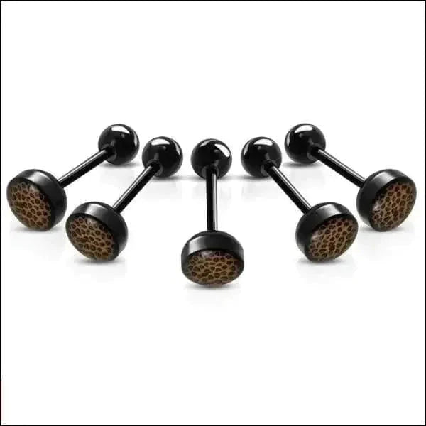 Bioplast Tongpiercing Zwart - Dierenhuid Spots-Bruin 1.6mm 16mm 6mm 8720157018261 acryl alles Aramat Jewels Barbell bioplast dier Meerdere Varianten PVD Staal Tong tong226-inb492 Tongpiercings Volwassenen zwart