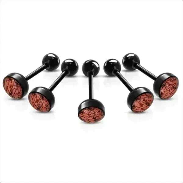 Bioplast Tongpiercing Zwart - Dierenhuid Tijger-Rood 1.6mm 16mm 6mm 8720157018261 acryl alles Aramat Jewels Barbell bioplast dier Meerdere Varianten PVD Staal Tong tong226-inb492 Tongpiercings Volwassenen zwart