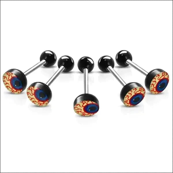 Chirurgisch Stalen Tongpiercing Logo Oog 1.6mm 16mm 7mm 8720157018803 acryl alles Aramat Jewels Barbell chirurgisch staal Meerdere Varianten multikleurig Piercings PVD Staal Tong tong280-inb530 tongpiercings Volwassenen zwart