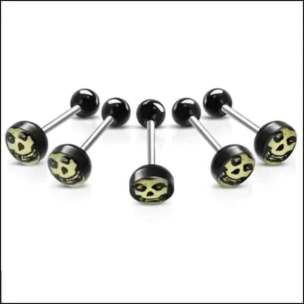 Chirurgisch Stalen Tongpiercing Logo Skull 1.6mm 16mm 7mm 8720157018803 acryl alles Aramat Jewels Barbell chirurgisch staal Meerdere Varianten multikleurig Piercings PVD Staal Tong tong280-inb530 tongpiercings Volwassenen zwart