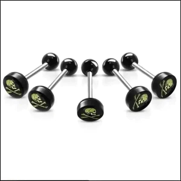 Chirurgisch Stalen Tongpiercing Logo Doodshoofd-Beenderen 1.6mm 16mm 7mm 8720157018803 acryl alles Aramat Jewels Barbell chirurgisch staal Meerdere Varianten multikleurig Piercings PVD Staal Tong tong280-inb530 tongpiercings Volwassenen zwart