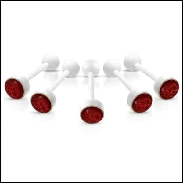 Bioplast Tongpiercing Wit Glitter - Rood 1.6mm 16mm 8mm alles Aramat Jewels Barbell bioplast blauw dames Donker Rood Geen hanger Geen_steen glitter groen heren Meerdere kleuren oranje paars piercing Piercings rood Tong Tongpiercings uniseks Volwassenen wit