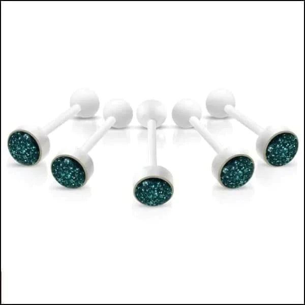 Bioplast Tongpiercing Wit Glitter - Zeegroen 1.6mm 16mm 8mm alles Aramat Jewels Barbell bioplast blauw dames Donker Rood Geen hanger Geen_steen glitter groen heren Meerdere kleuren oranje paars piercing Piercings rood Tong Tongpiercings uniseks Volwassenen wit