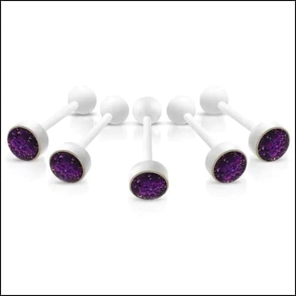 Bioplast Tongpiercing Wit Glitter - Paars 1.6mm 16mm 8mm alles Aramat Jewels Barbell bioplast blauw dames Donker Rood Geen hanger Geen_steen glitter groen heren Meerdere kleuren oranje paars piercing Piercings rood Tong Tongpiercings uniseks Volwassenen wit
