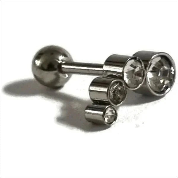 Helixpiercing Tragus Piercing Met 4 Steentjes Transparant 1.2mm 10mm 6mm alles Barbell chirurgisch staal dames Helix helixpiercings heren Oor piercing Piercings PVD rechts Staal transparant Volwassenen zilverkleurig zirkonia