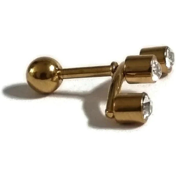Helixpiercing Tragus Piercing Goudkleurig 1.2mm 6mm alles Barbell chirurgisch staal dames goudkleurig Helix helixpiercings Met_steen Oor piercing Piercings PVD Staal transparant Volwassenen zirkonia