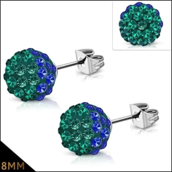 Oorbellen | Shamballa Bolletjes Oorstekers Aqua