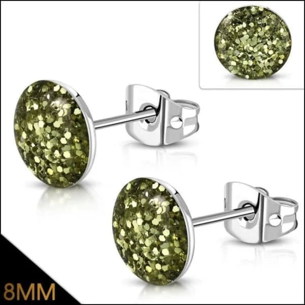 Oorbellen | Glitter Oorstekers Acryl Staal 8mm