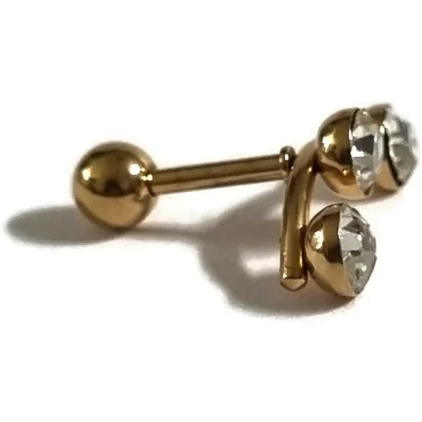 Helixpiercing 3 Steentjes Kristal Goudkleurig Transparant 1.2mm 15mm 6mm alles Barbell chirurgisch staal dames goudkleurig Helix helixpiercings jin kristal Met_steen nakijken Oor piercing Piercings PVD Staal tekst transparant Volwassenen