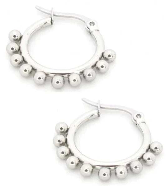 Oorringen Dots Staal Zilverkleurig 15mm 15mm alles chirurgisch staal Geen edelsteen Geen hanger Geen_Parel oorbellen Oorringen oorringetjes PVD Soort sieraad_Oorringen Staal zilverkleurig zonder hanger Zonder_hanger zweerknopjes