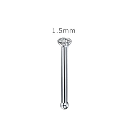 Piercing de nez droit en acier avec zircone ronde