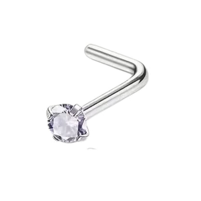 Stalen Neuspiercing Ronde Zirkonia 2mm – L-Staafje Meerdere Kleuren
