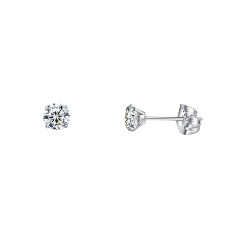 Elegante Titanium Oorbellen Met transparante Zirkonia