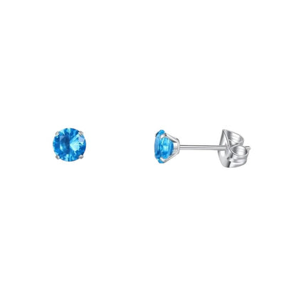 Titanium Oorbellen - Lichtblauwe Zirkonia