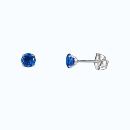 Titanium Oorbellen Met Donkerblauwe Zirkonia