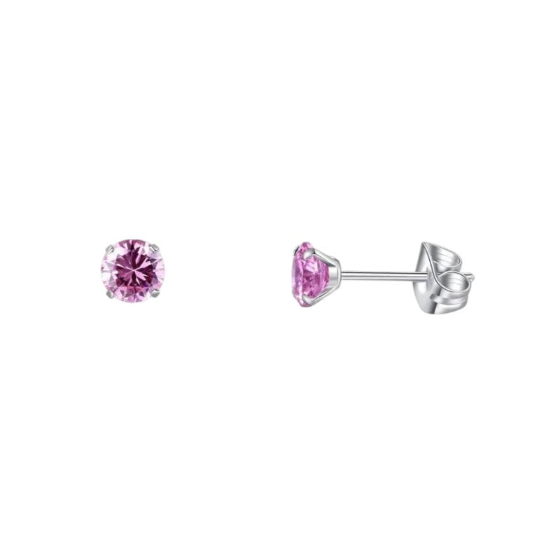 Titanium Oorbellen Met roze Zirkonia