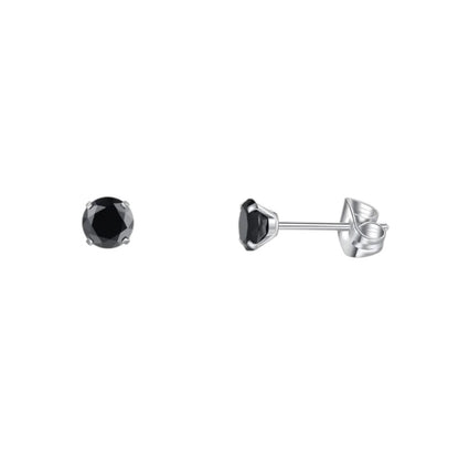 Titanium Oorbellen met Zwarte Zirkonia
