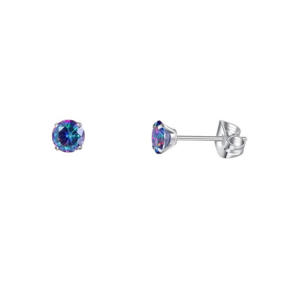 Boucles d'oreilles en titane avec zircon multicolore