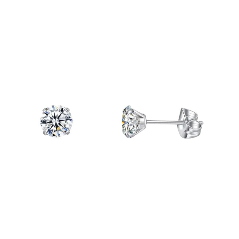 Elegante Titanium Oorbellen Met transparante Zirkonia
