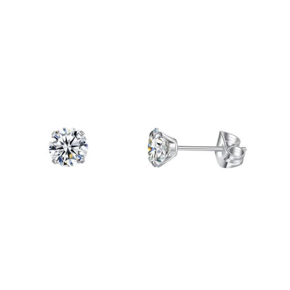 Elegante Titanium Oorbellen Met transparante Zirkonia