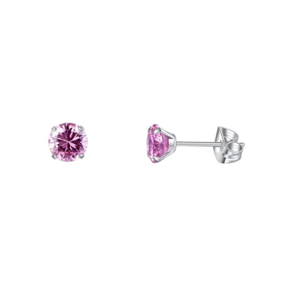 Titanium Oorbellen Met roze Zirkonia
