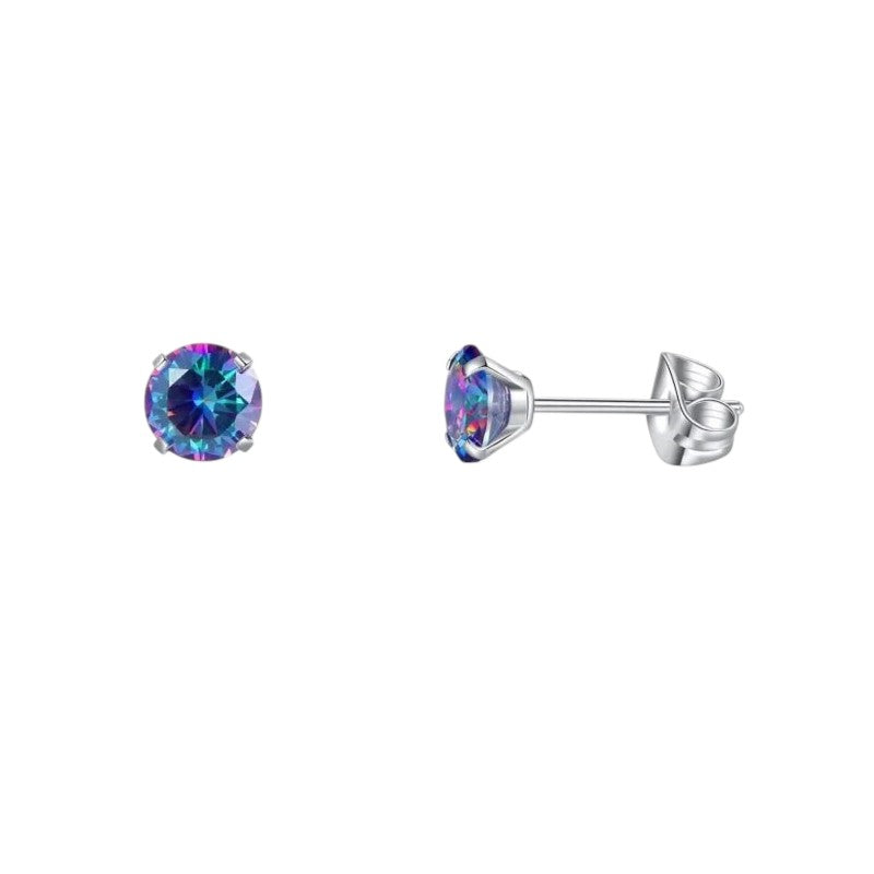 Boucles d'oreilles en titane avec zircon multicolore
