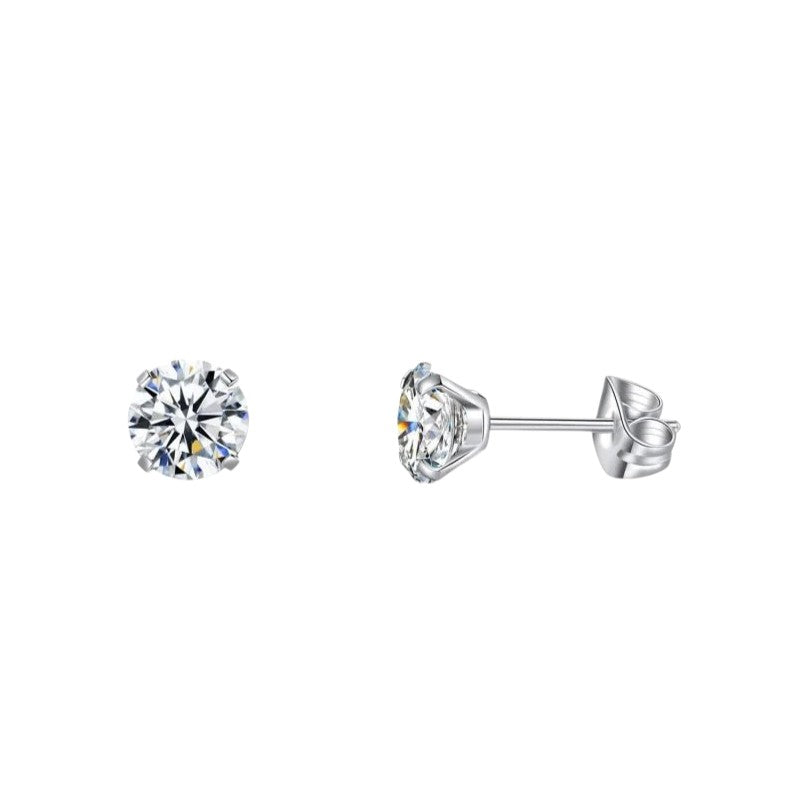 Elegante Titanium Oorbellen Met transparante Zirkonia