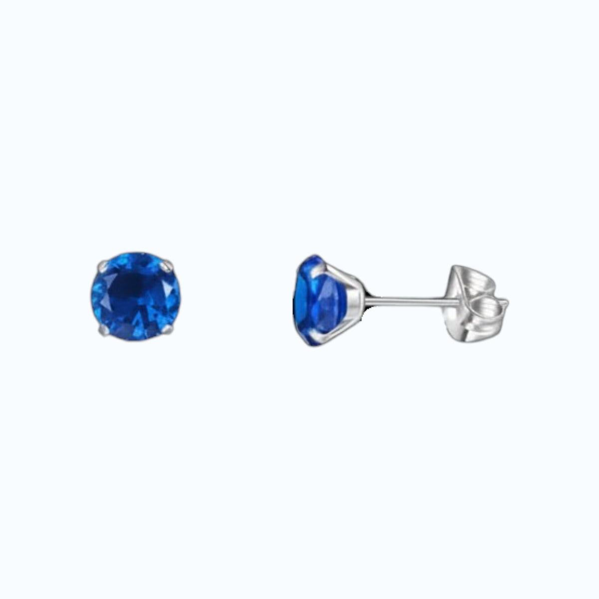 Titanium Oorbellen Met Donkerblauwe Zirkonia