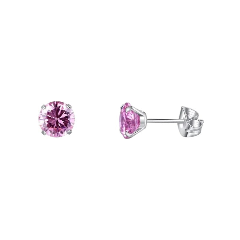 Titanium Oorbellen Met roze Zirkonia