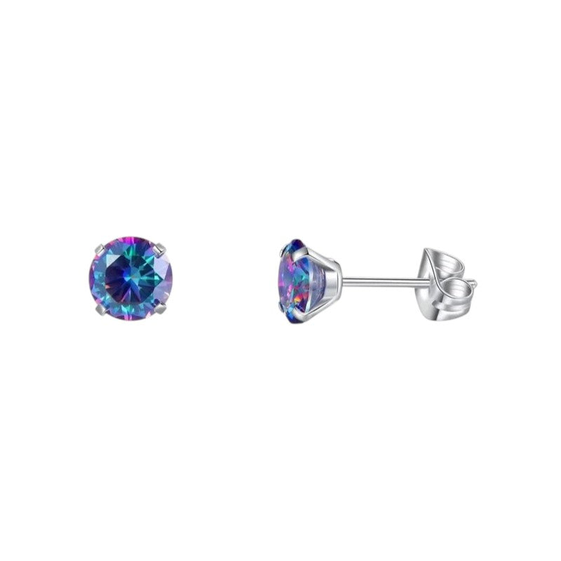 Boucles d'oreilles en titane avec zircon multicolore