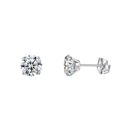 Elegante Titanium Oorbellen Met transparante Zirkonia